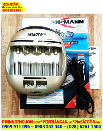 Ansmann Energy 8 Plus _Máy sạc 8 Pin đa năng (Máy sạc Nhanh với 08 khe Sạc pin AA, AAA, C, D, 9V)